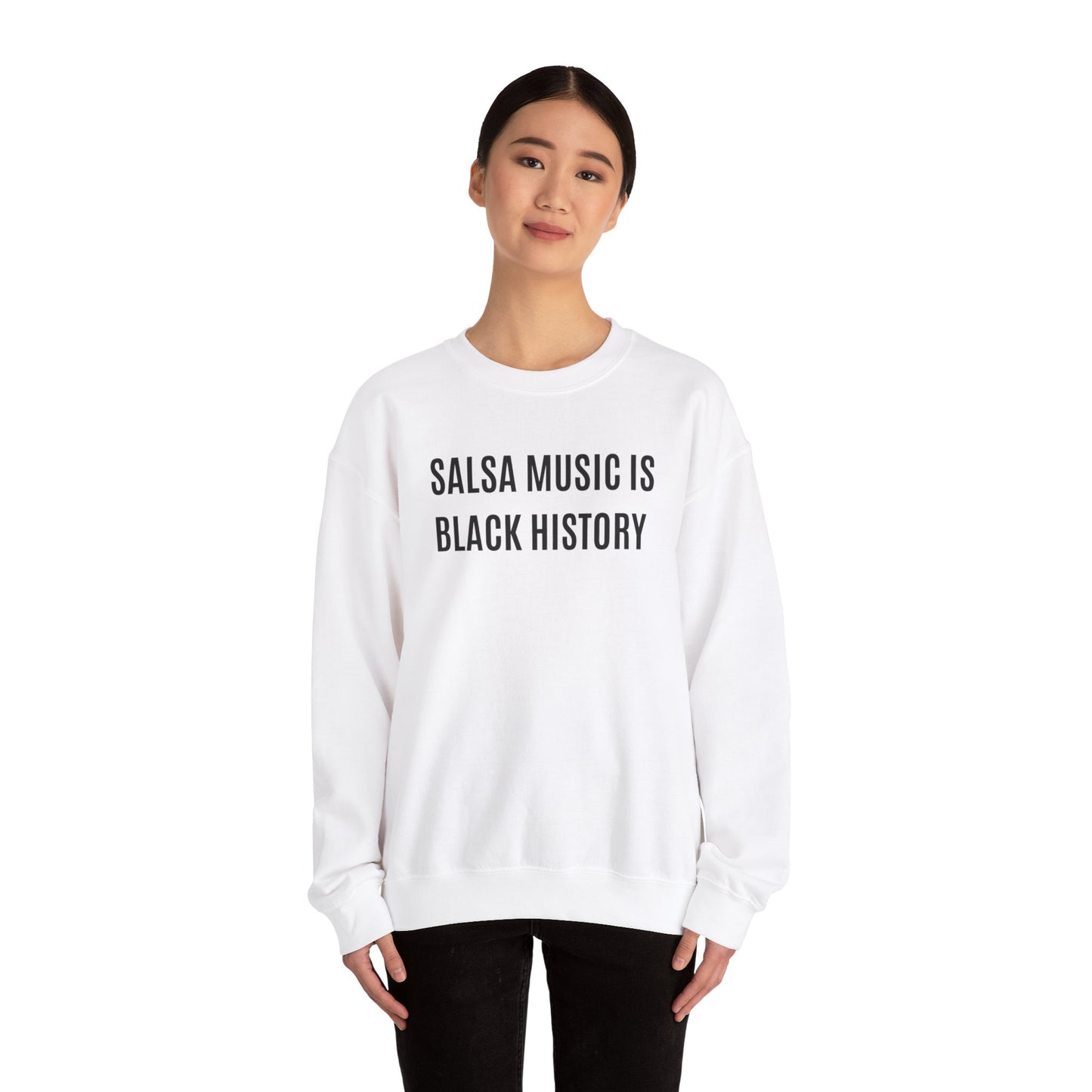 "Salsa Music is Black History" Crewneck sweatshirt in White